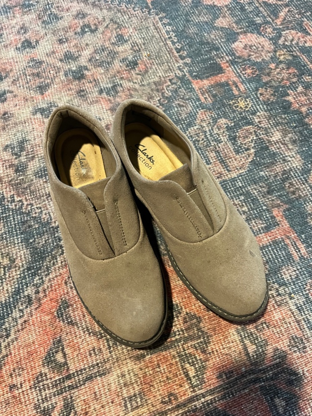 Clarks Collection Taupe Suede Slip-On Loafers